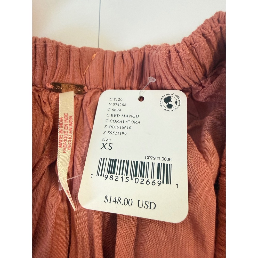 Free‎ People Shipwreck Ruffle Midi Red Mango Skirt Size XS - Picture 7 of 10